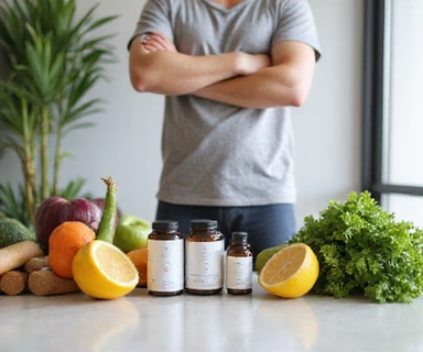 Healthy lifestyle with natural supplements and wellness routine